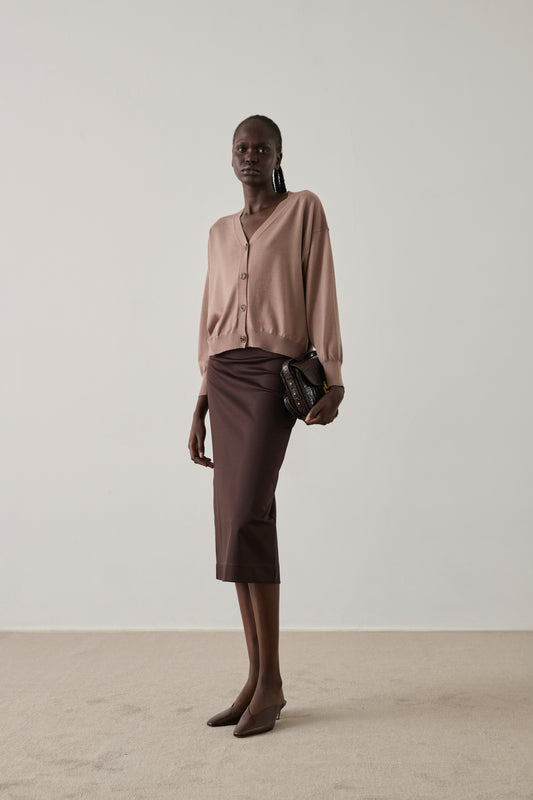 Cardigan Idem - Rose Pâle - Laine mérinos - Femme