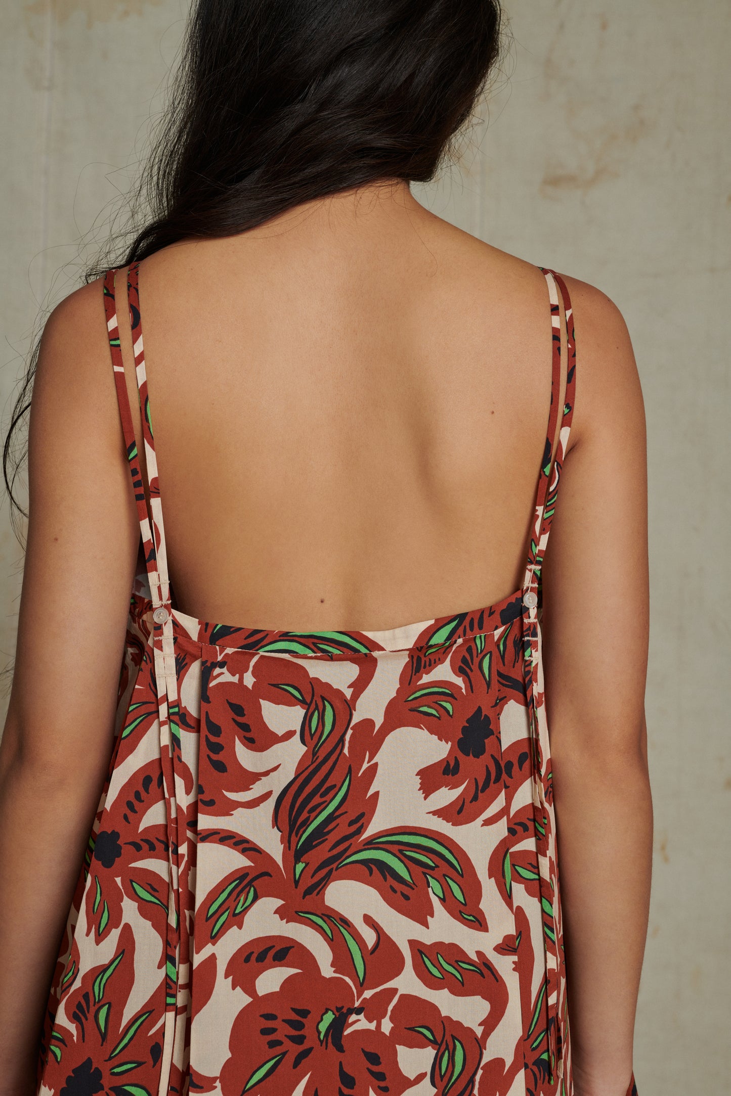 Robe Avignon - Terre Battue/Vert - Coton - Femme