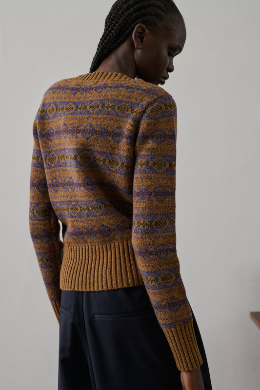 Pull Gipsy - Camel/Violet - Laine - Femme