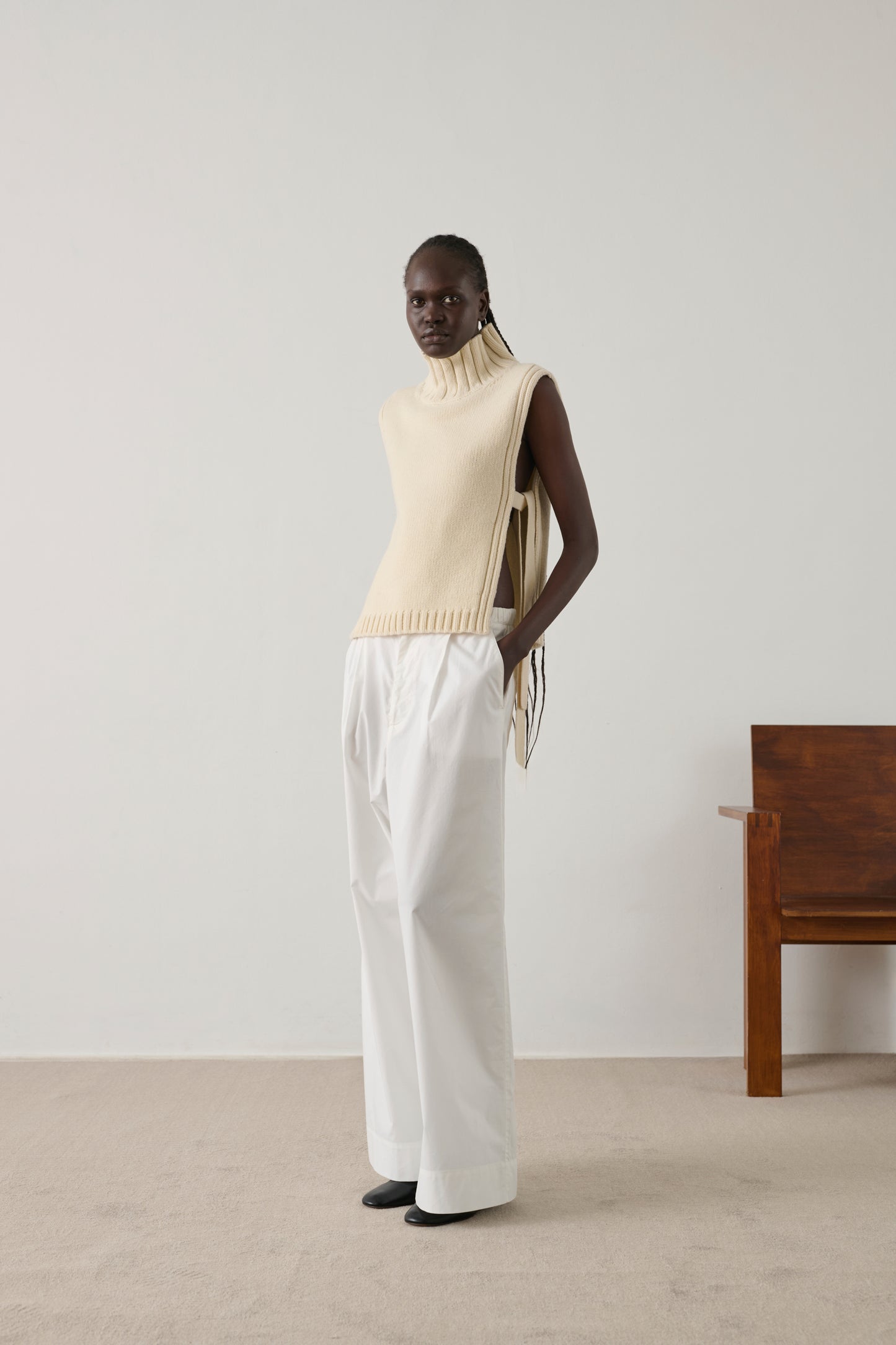 Pull Or - Ecru - Laine - Femme